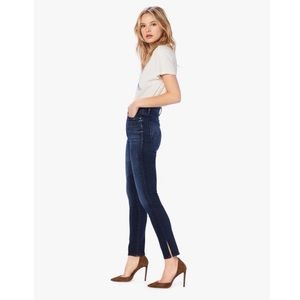 MOTHER The Swooner High Waisted High Rise Denim Skinny Ankle Slice Slit Jeans